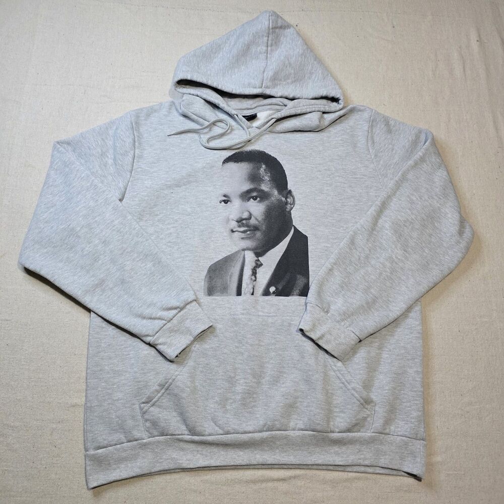 Martin Luther King Jr Brand Pull Over Hoodie Gray Mens Size Large Graphic Print